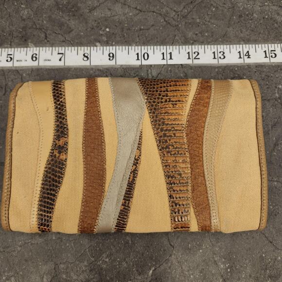 Carlos Falchi Snakeskin Clutch Purse Patchwork Purse Envelope Clutch Bag Vintage - Picture 3 of 10